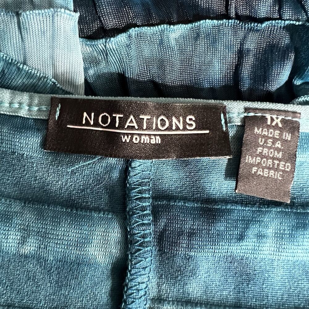 Notations Womens Blouse Top Shirt Ruffled Fringe V Neck Short Sleeve Blue 1X - Picture 7 of 9